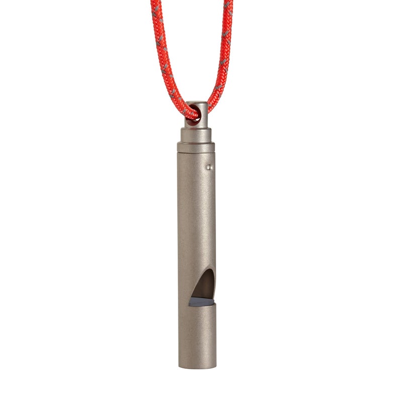Vargo Titanium Emergency Whistle â€“ Ultralight 100+ dB Pealess Safety Whistle with Reflective Neck Lanyard â€“ Durable Survival Whistle for Hiking, Backpacking, Camping, and Emergency Kits - Image 1